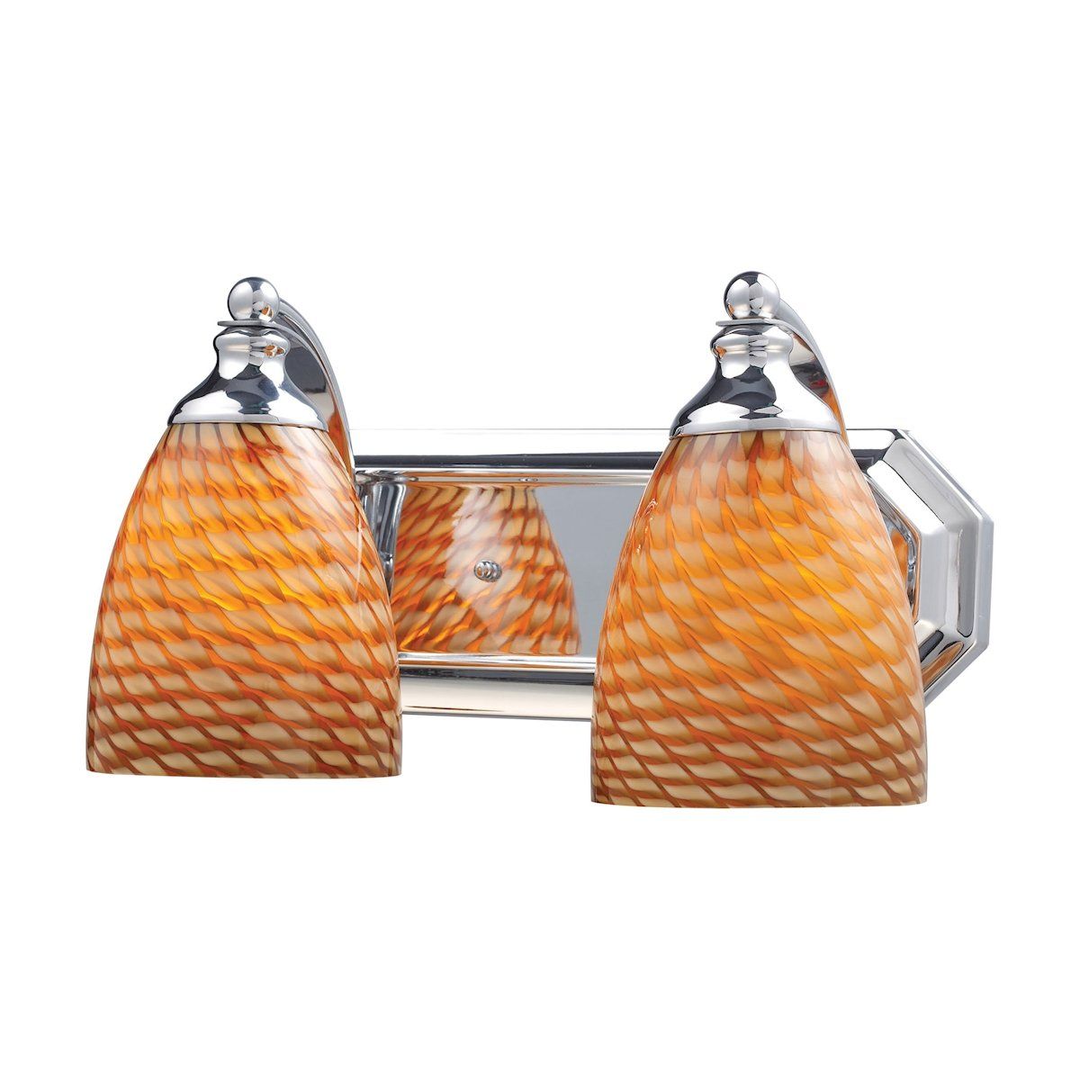 Bath And Spa 2 Light Vanity In Polished Chrome And Cocoa Glass Wall Elk Lighting 