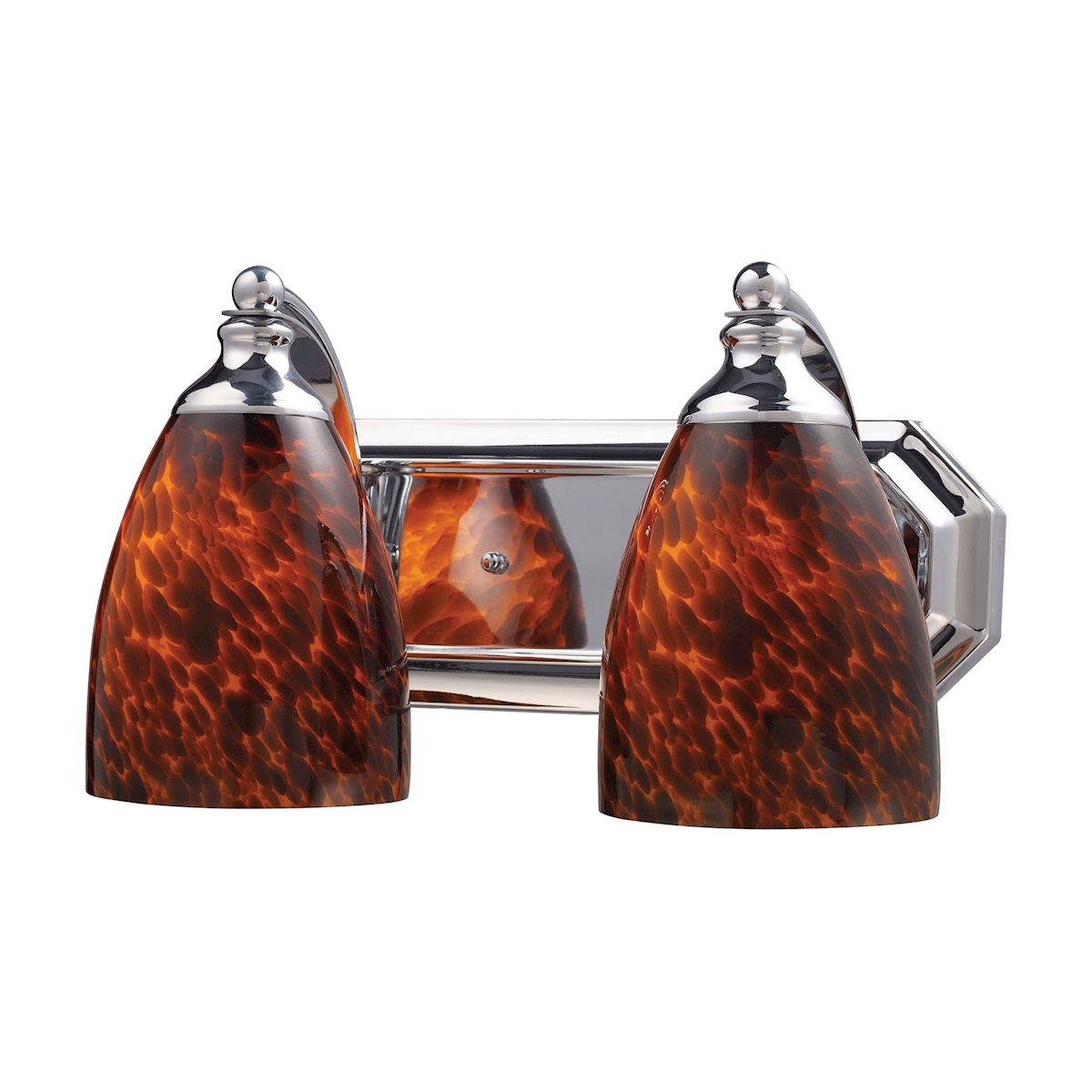 Bath And Spa 2 Light Vanity In Polished Chrome And Espresso Glass Wall Elk Lighting 