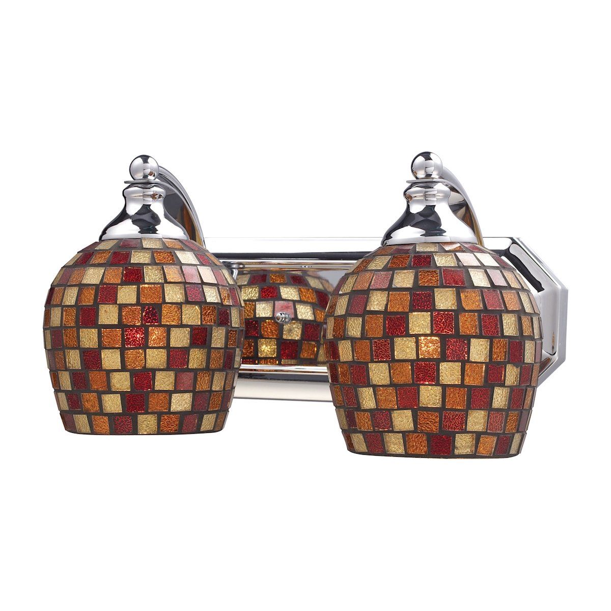 Bath And Spa 2 Light Vanity In Polished Chrome And Multi Fusion Glass Wall Elk Lighting 