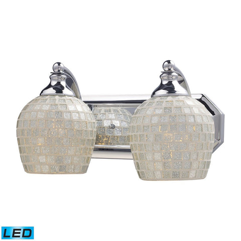 Bath And Spa 2 Light LED Vanity In Polished Chrome And Silver Glass Wall Elk Lighting 