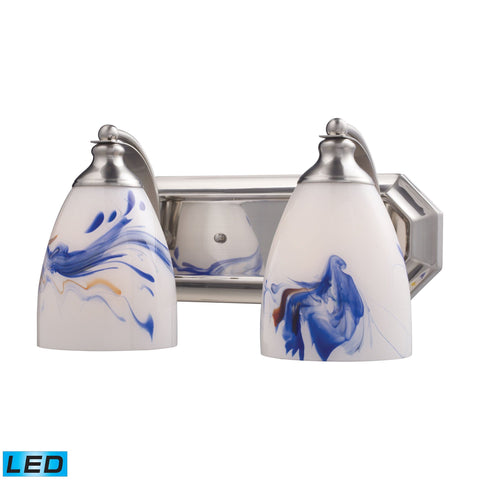 Bath And Spa 2 Light LED Vanity In Satin Nickel And Mountain Glass Wall Elk Lighting Default Value 