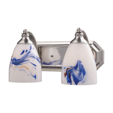 Bath And Spa 2 Light Vanity In Satin Nickel And Mountain Glass Wall Elk Lighting Default Value 