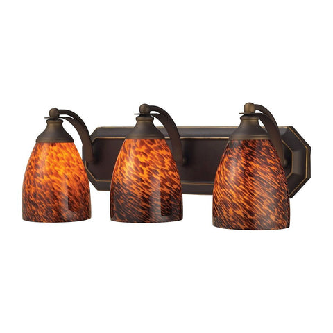 Bath And Spa 3 Light Vanity In Aged Bronze And Espresso Glass Wall Elk Lighting 
