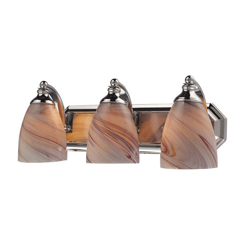 Bath And Spa 3 Light Vanity In Polished Chrome And Creme Glass Wall Elk Lighting 