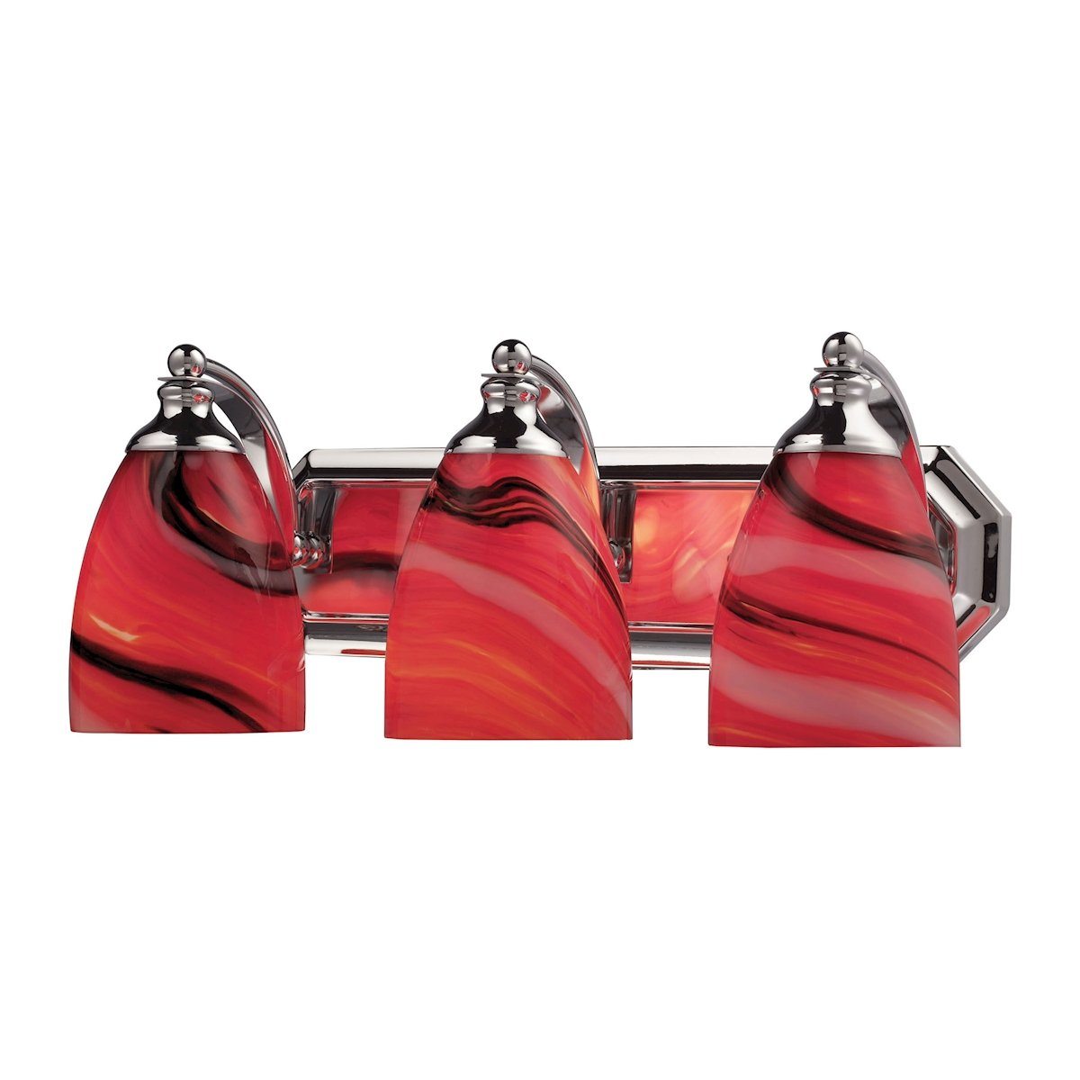 Bath And Spa 3 Light Vanity In Polished Chrome And Candy Glass Wall Elk Lighting 