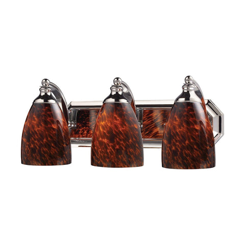 Bath And Spa 3 Light Vanity In Polished Chrome And Espresso Glass Wall Elk Lighting 