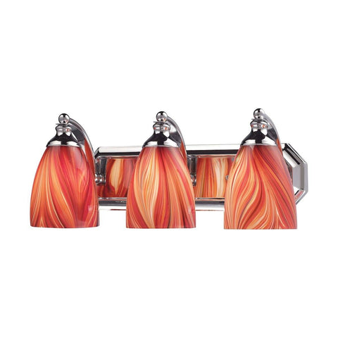 Bath And Spa 3 Light Vanity In Polished Chrome And Multi Glass Wall Elk Lighting 