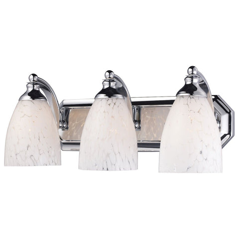 Bath And Spa 3 Light Vanity In Polished Chrome And Snow White Glass Wall Elk Lighting 