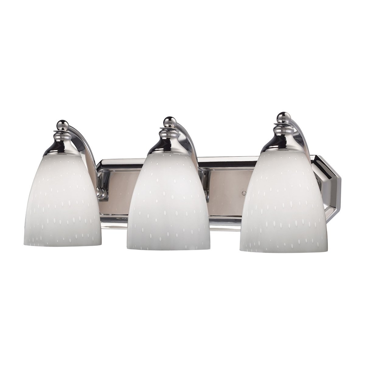 Bath And Spa 3 Light Vanity In Polished Chrome And Simple White Glass Wall Elk Lighting 