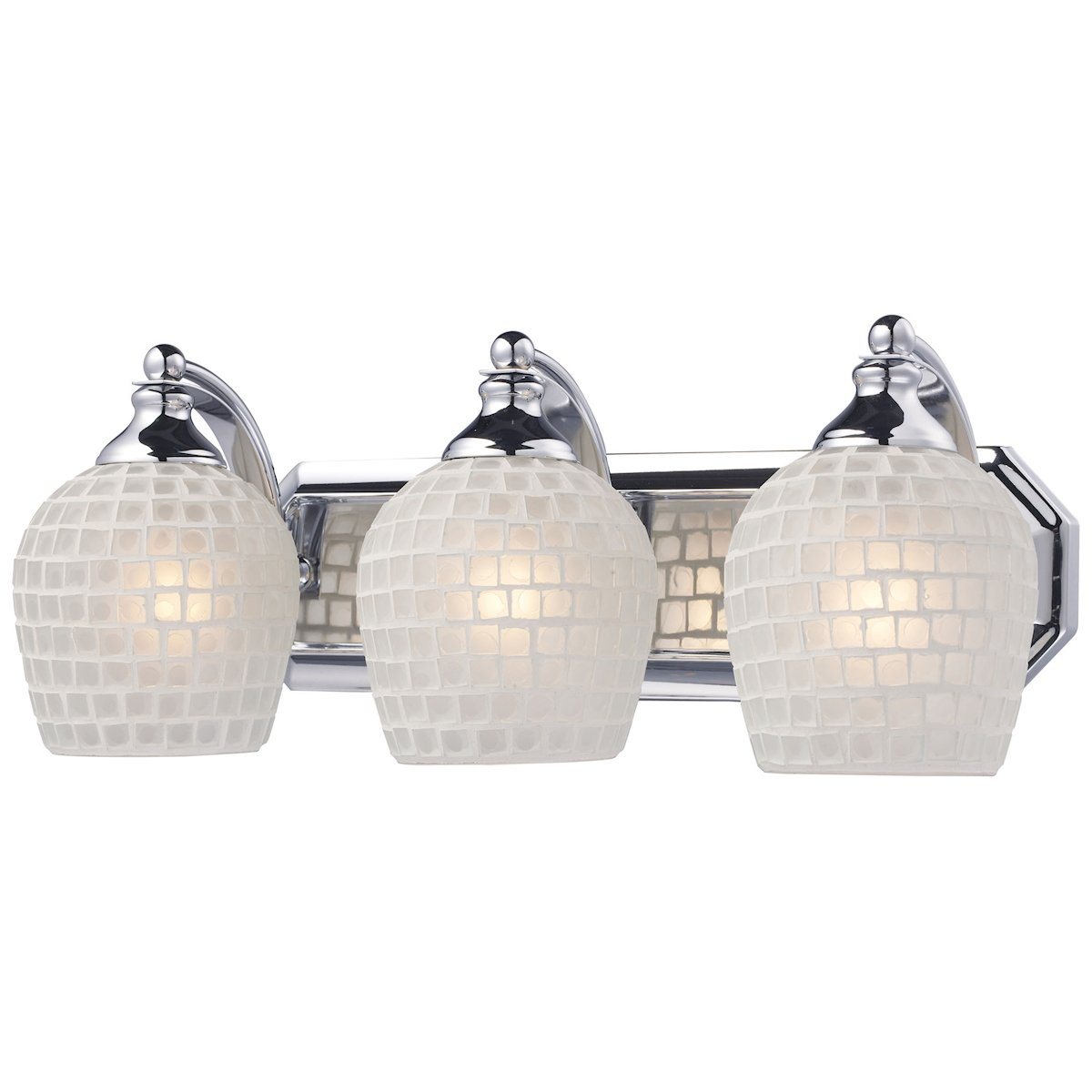Bath And Spa 3 Light Vanity In Polished Chrome And White Glass Wall Elk Lighting 