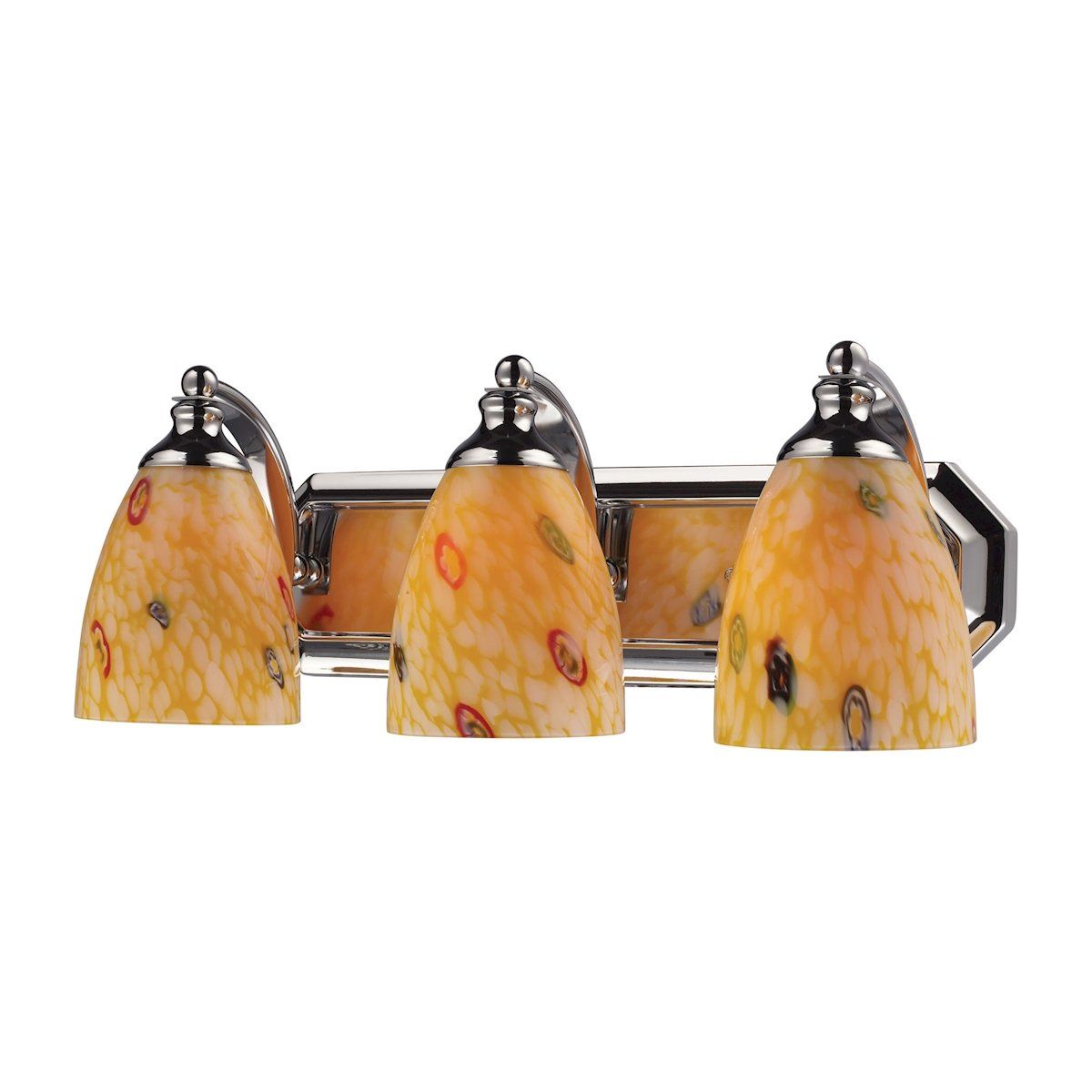 Bath And Spa 3 Light Vanity In Polished Chrome And Yellow Glass Wall Elk Lighting 