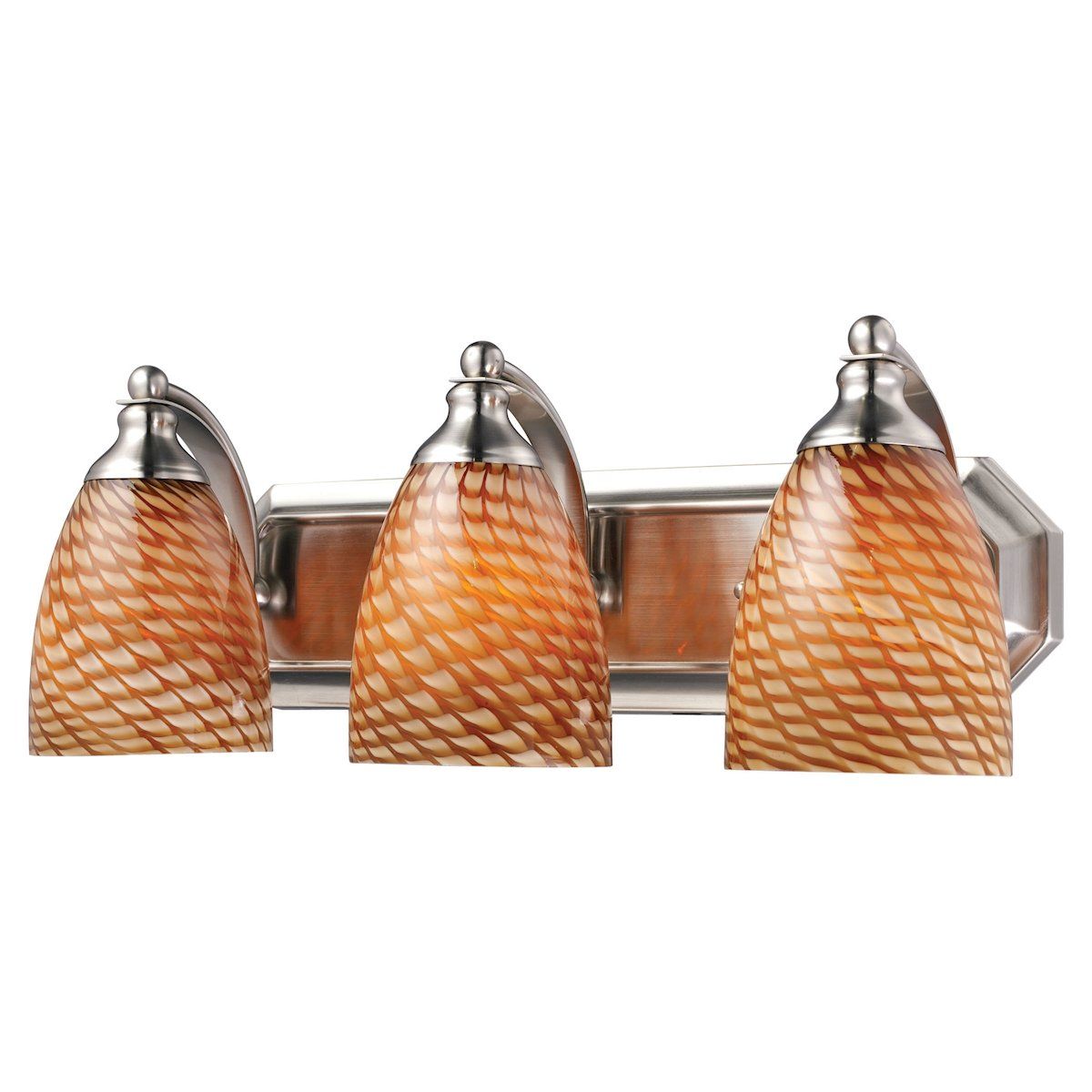 Bath And Spa 3 Light Vanity In Satin Nickel And Cocoa Glass Wall Elk Lighting 