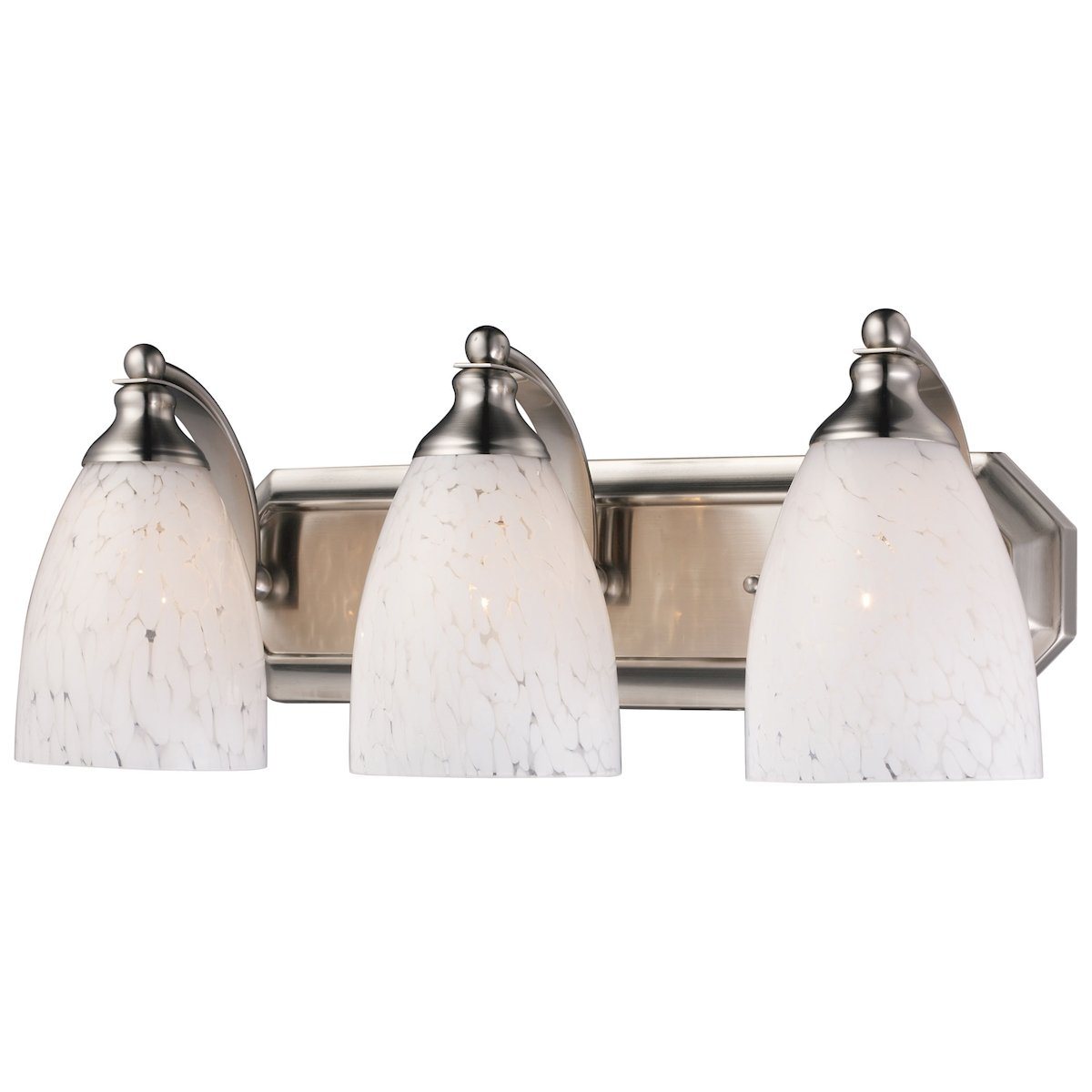 Bath And Spa 3 Light Vanity In Satin Nickel And Snow White Glass Wall Elk Lighting 