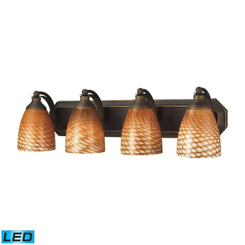 Bath And Spa 4 Light LED Vanity In Aged Bronze And Cocoa Glass Wall Elk Lighting 