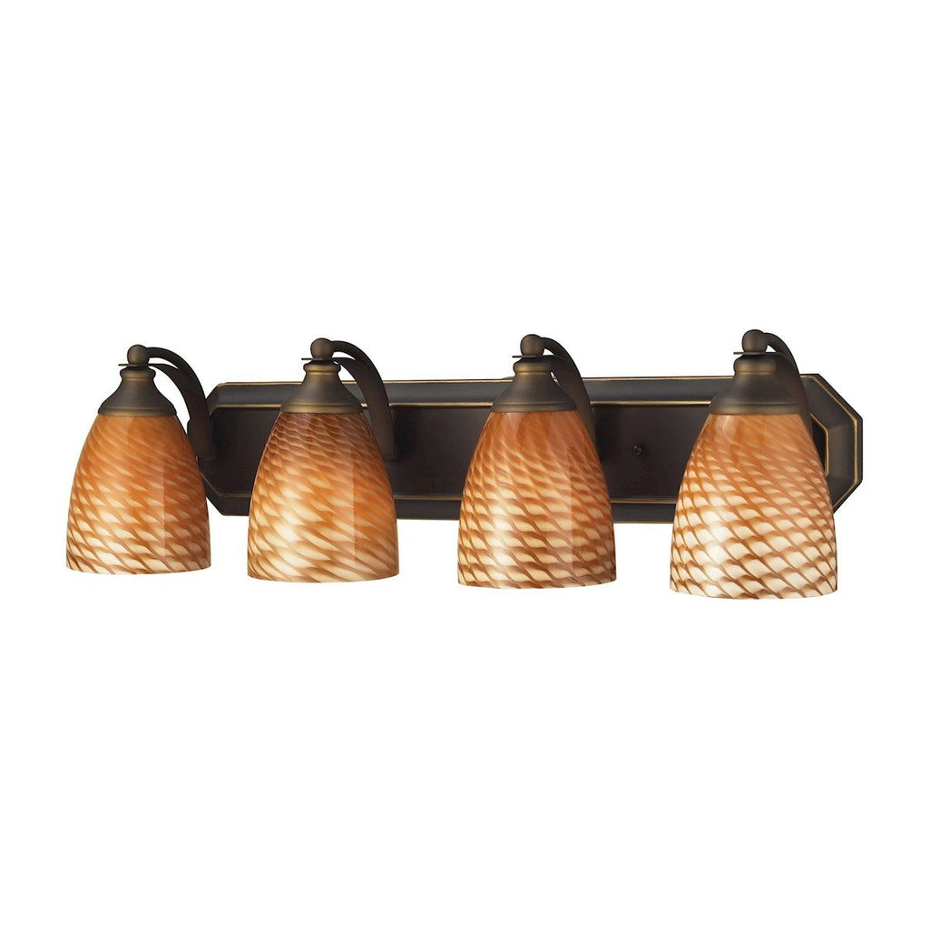 Bath And Spa 4 Light Vanity In Aged Bronze And Cocoa Glass Wall Elk Lighting 