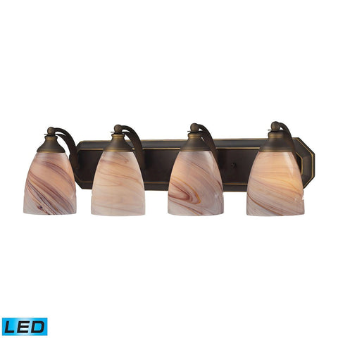 Bath And Spa 4 Light LED Vanity In Aged Bronze And Creme Glass Wall Elk Lighting 