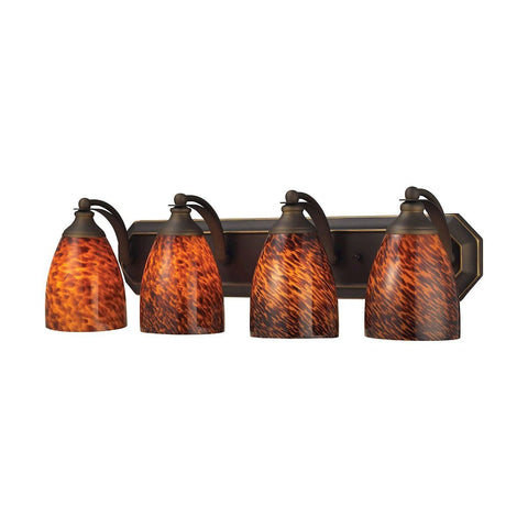 Bath And Spa 4 Light Vanity In Aged Bronze And Espresso Glass Wall Elk Lighting 