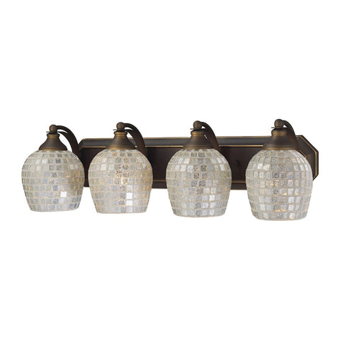 Bath And Spa 4 Light Vanity In Aged Bronze And Silver Glass Wall Elk Lighting 