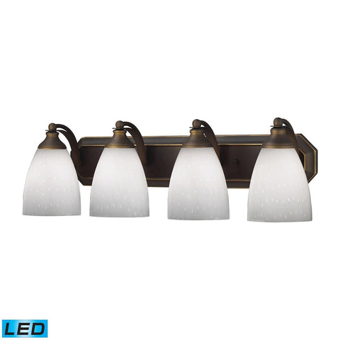 Bath And Spa 4 Light LED Vanity In Aged Bronze And Simple White Glass Wall Elk Lighting 