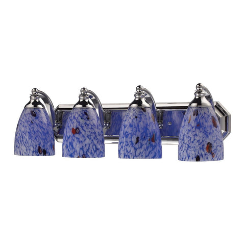 Bath And Spa 4 Light Vanity In Polished Chrome And Starburst Blue Glass Wall Elk Lighting 