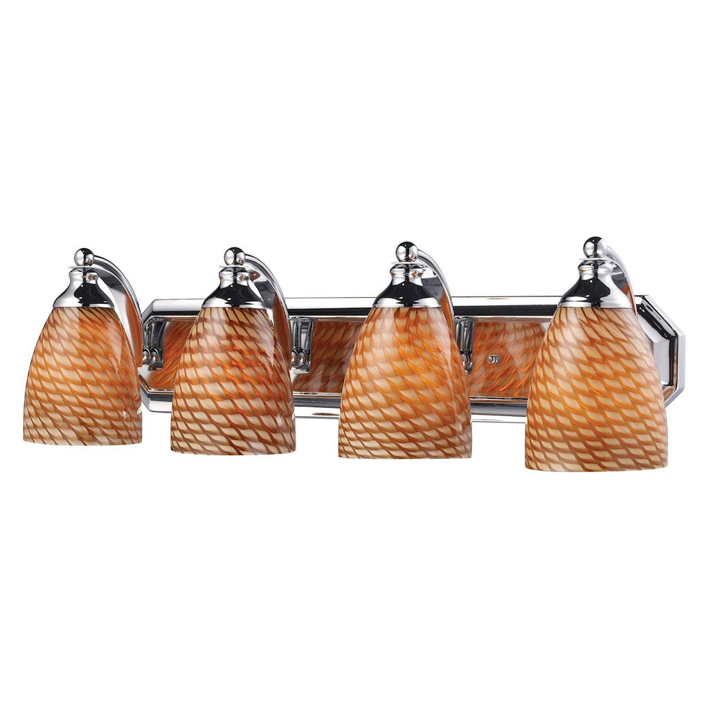 Bath And Spa 4 Light Vanity In Polished Chrome And Cocoa Glass Wall Elk Lighting 