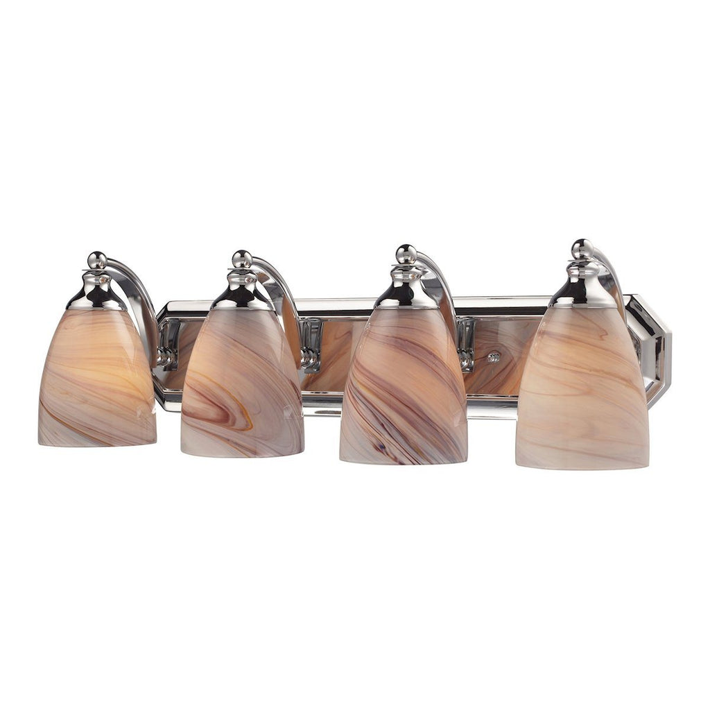 Bath And Spa 4 Light Vanity In Polished Chrome And Creme Glass Wall Elk Lighting 