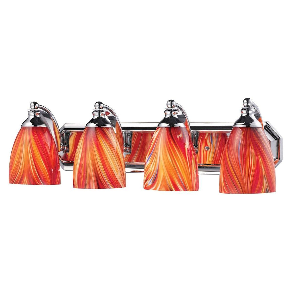 Bath And Spa 4 Light Vanity In Polished Chrome And Multi Glass Wall Elk Lighting 