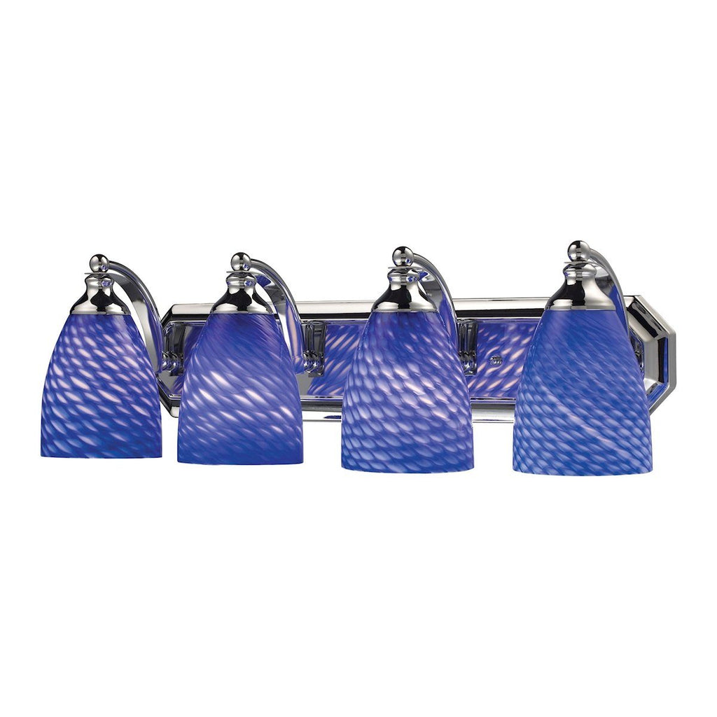 Bath And Spa 4 Light Vanity In Polished Chrome And Sapphire Glass Wall Elk Lighting 