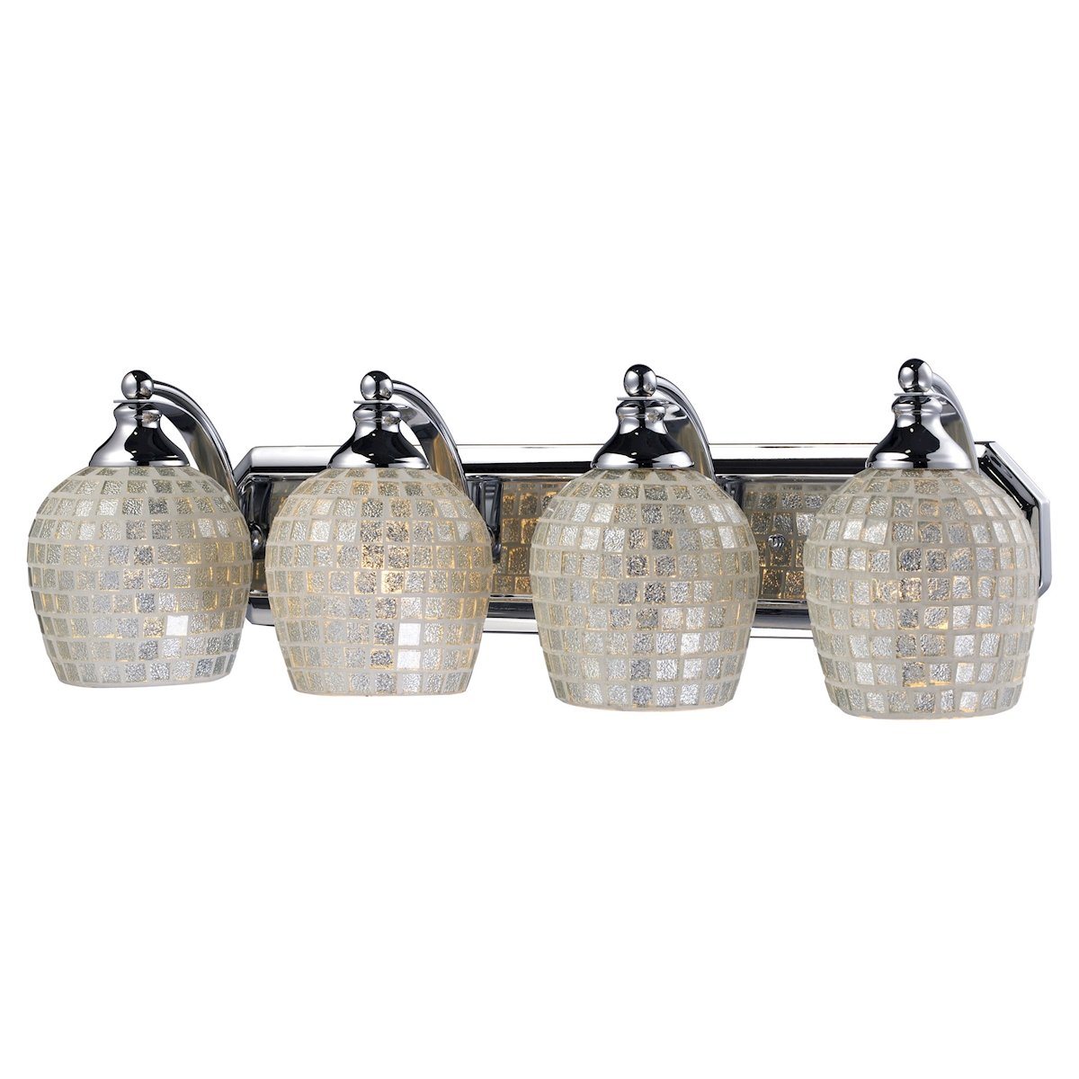 Bath And Spa 4 Light Vanity In Polished Chrome And Silver Glass Wall Elk Lighting 