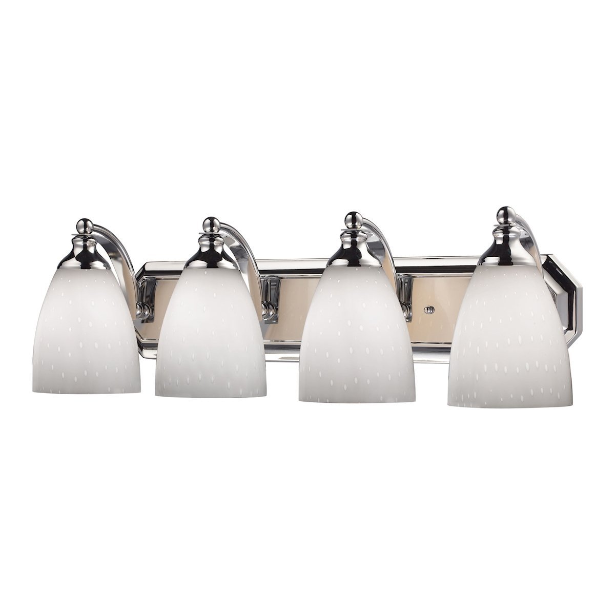 Bath And Spa 4 Light Vanity In Polished Chrome And Simple White Glass Wall Elk Lighting 