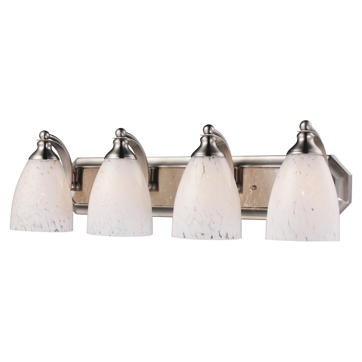 Bath And Spa 4 Light Vanity In Satin Nickel And Snow White Glass Wall Elk Lighting 