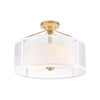 Diffusion 3-Light Semi Flush Mount in Aged Silver with Frosted Glass Inside Silver Organza Shade Ceiling Elk Lighting 