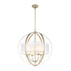 Diffusion 4-Light Pendant in Aged Silver with Frosted Glass Inside Silver Organza Shade Ceiling Elk Lighting 