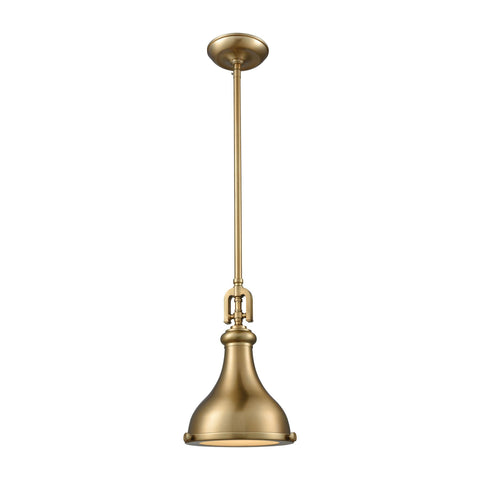 Rutherford 9"w Mini Pendant in Satin Brass with Frosted Diffuser Ceiling Elk Lighting Default Value 