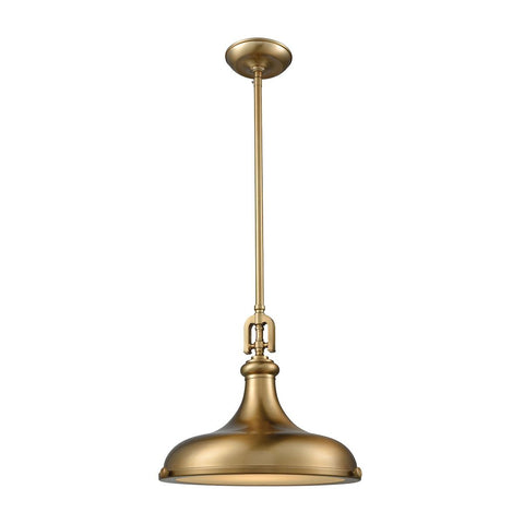 Rutherford 1 Light Pendant In Satin Brass With Frosted Glass Diffuser Ceiling Elk Lighting 