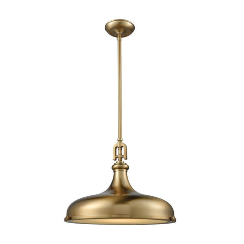 Rutherford 1 Light Pendant In Satin Brass With Frosted Glass Diffuser Ceiling Elk Lighting 