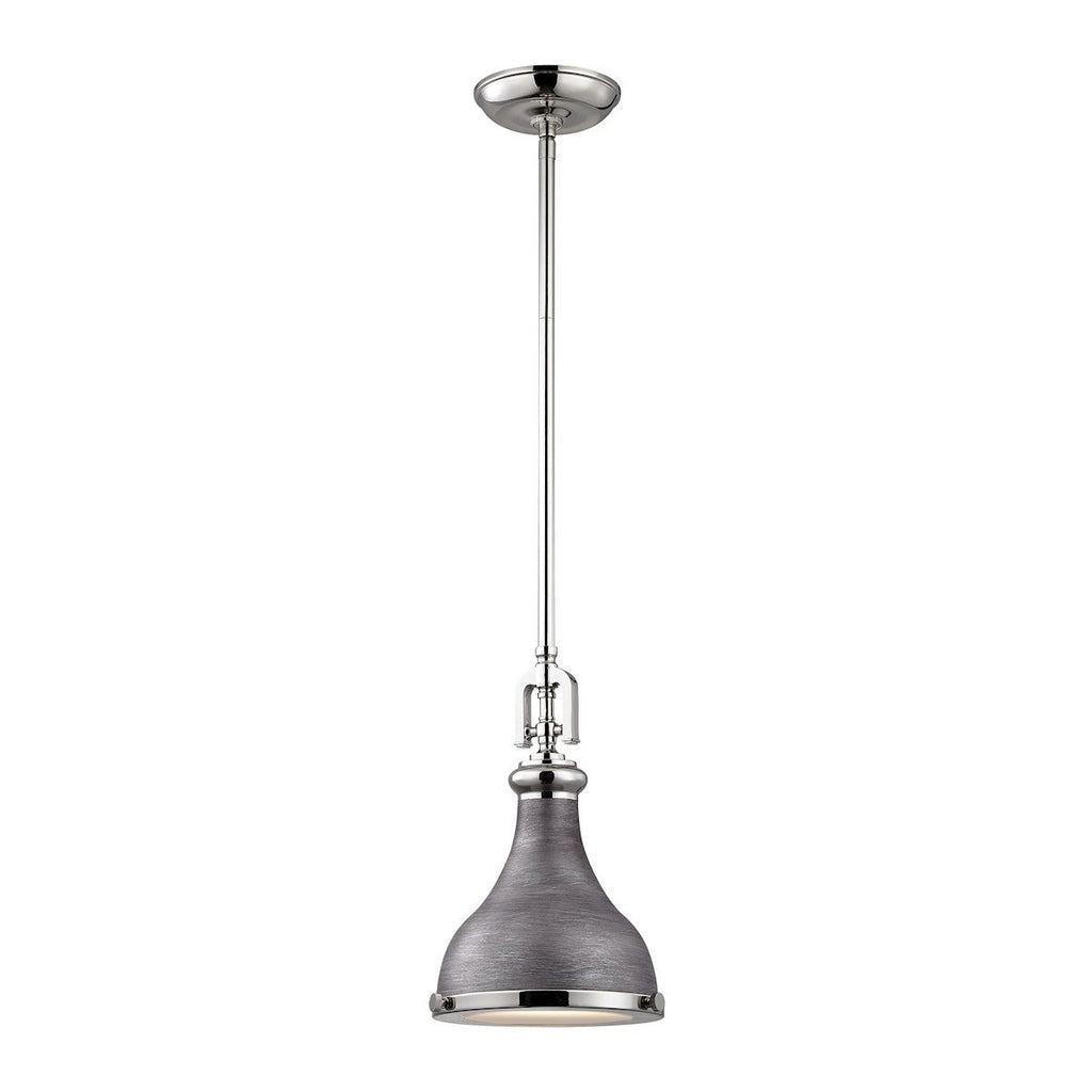 Rutherford Pendant In Polished Nickel And Weathered Zinc Ceiling Elk Lighting 