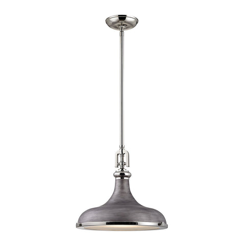 Rutherford 1 Light Pendant In Polished Nickel And Weathered Ceiling Elk Lighting 