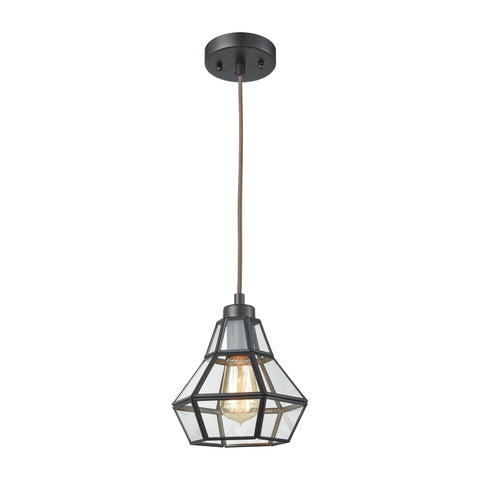 Window Pane 1 Light Pendant in Oil Rubbed Bronze with Clear Glass Ceiling Elk Lighting 