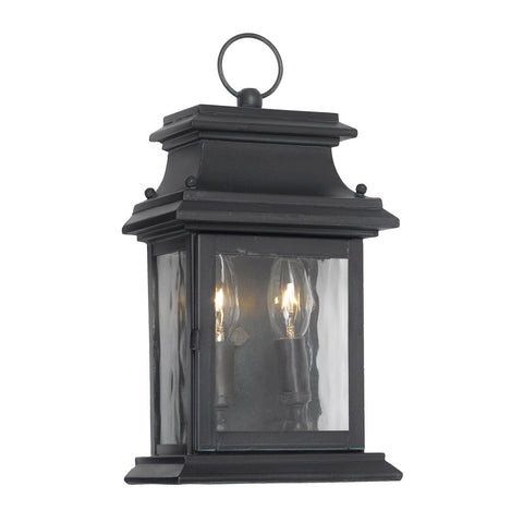Provincial Outdoor Wall Lantern In Charcoal And Water Glass Outdoor Wall Elk Lighting 