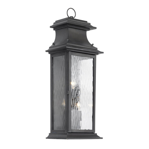 Provincial Outdoor Wall Lantern In Charcoal And Water Glass Outdoor Wall Elk Lighting 