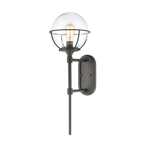 Girard 1-Light Sconce in Charcoal with Clear Glass Wall Elk Lighting 