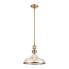 Rutherford 1-Light Pendant in Satin Brass with Seedy Glass