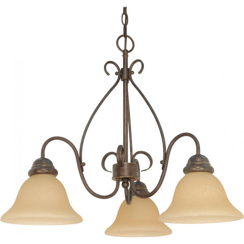 Castillo 3 Light 26" Chandelier with Champagne Linen Washed Glass Ceiling Nuvo Lighting 