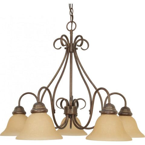 Castillo 5 Light 28" Chandelier with Champagne Linen Washed Glass Ceiling Nuvo Lighting 