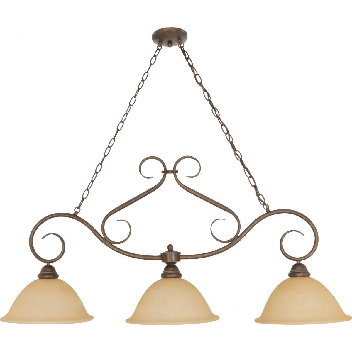 Castillo 3 Light 44" Trestle with Champagne Linen Washed Glass Ceiling Nuvo Lighting 