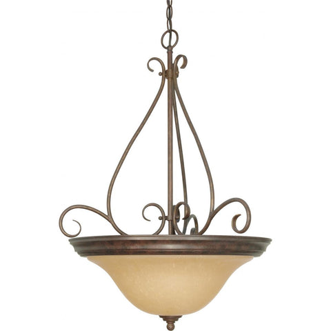 Castillo 3 Light 19" Pendant with Champagne Linen Washed Glass Ceiling Nuvo Lighting 