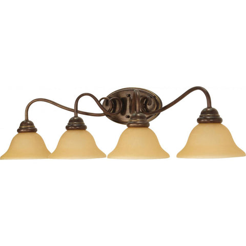 Castillo 4 Light 33" Wall Fixture with Champagne Linen Washed Glass Wall Nuvo Lighting 