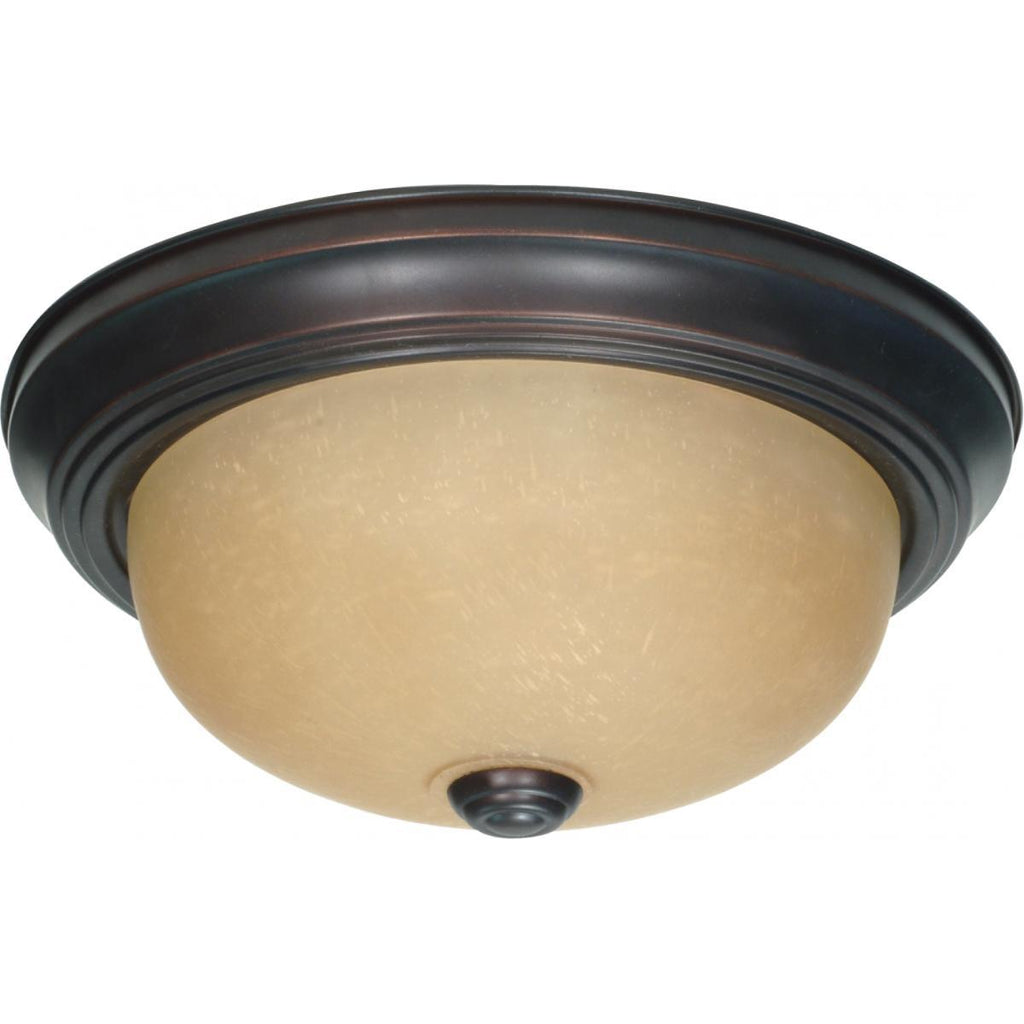2 Light 11" Flush Mount with Champagne Linen Washed Glass Ceiling Nuvo Lighting 