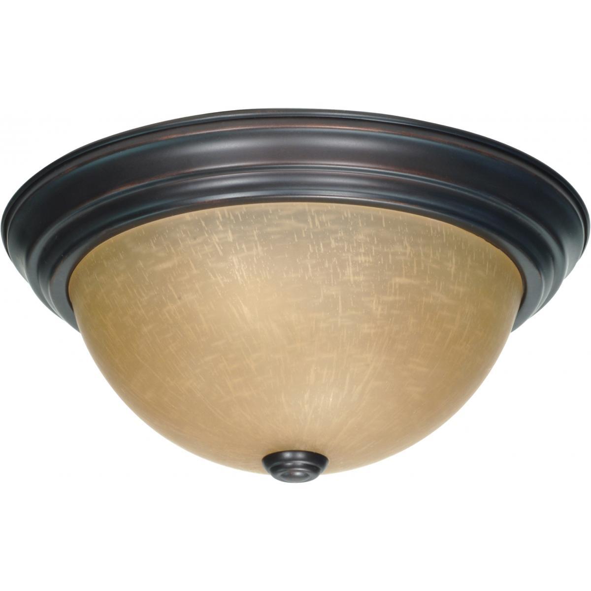 2 Light 13" Flush Mount with Champagne Linen Washed Glass Ceiling Nuvo Lighting 